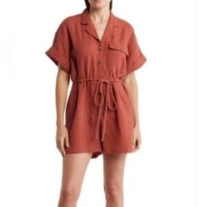 Madewell Terracotta Rust Colored Textured Romper